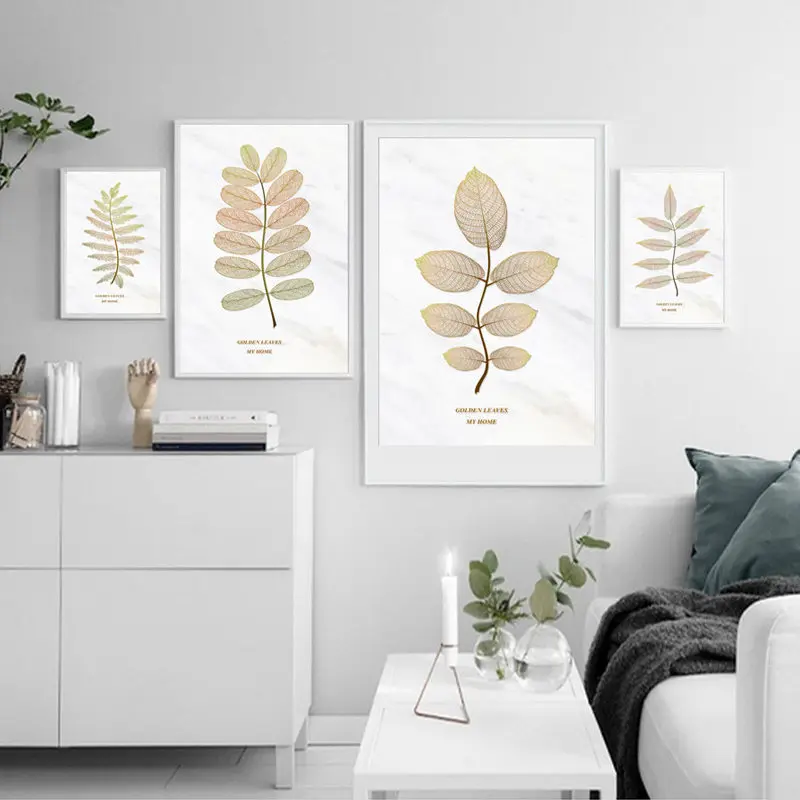 Nordic Modern Style Different Leaves Plant Canvas Painting Minimalist Posters Prints Wall Pictures For Home Living Room Decor | Дом и сад