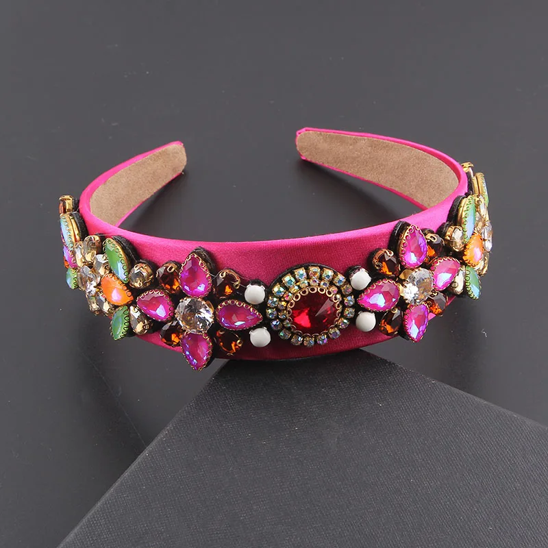 Baroque Colorful Rhinestone Headband Ladies Prom Party Travel Hair Accessories 873