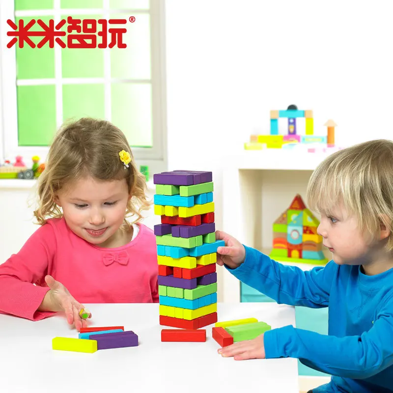 

Mimi Chi Play Bricks Pro Educational Force 60 PCs Color Jenga Stack-up CHILDREN'S Toy Adult Board Game Parent And Child