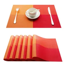 Napperon en PVC pour Set de Table, Plaid, serviette de Table, accessoires de cuisine, tasse à vin, dessous de verre, Orange, vert