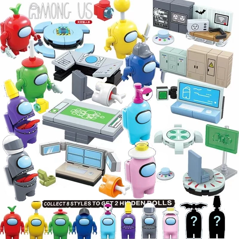 10 unids/lote entre nosotros juguete juego de la serie de acción alienígena espacial Peluche bloques de construcción Conjunto Clásico bloques de modelismo niños Kits de Tron