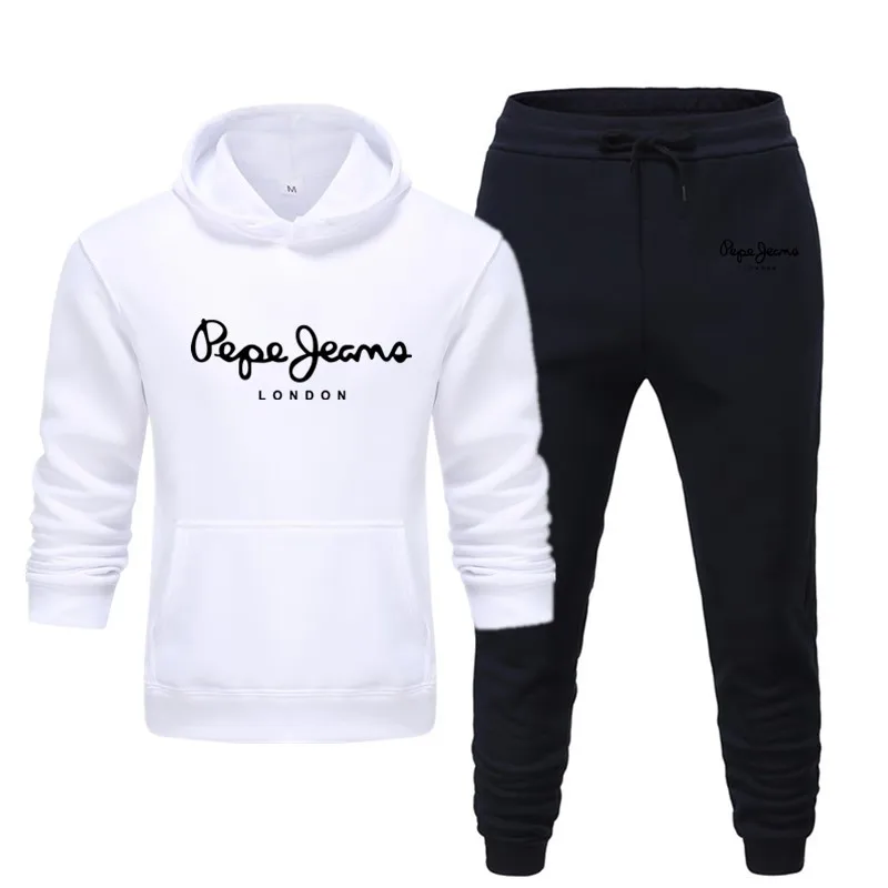 MensSportswear толстовки тренировочные штаны костюм для бега спортивная одежда белый принт Удобная спортивная одежда модная одежда большого размера новинка