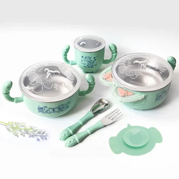 

3pcs Educational Stainless Steel Tableware Suction Cup Water Injection Insulation Bowl Set for Children Kids (Water Injection Bo