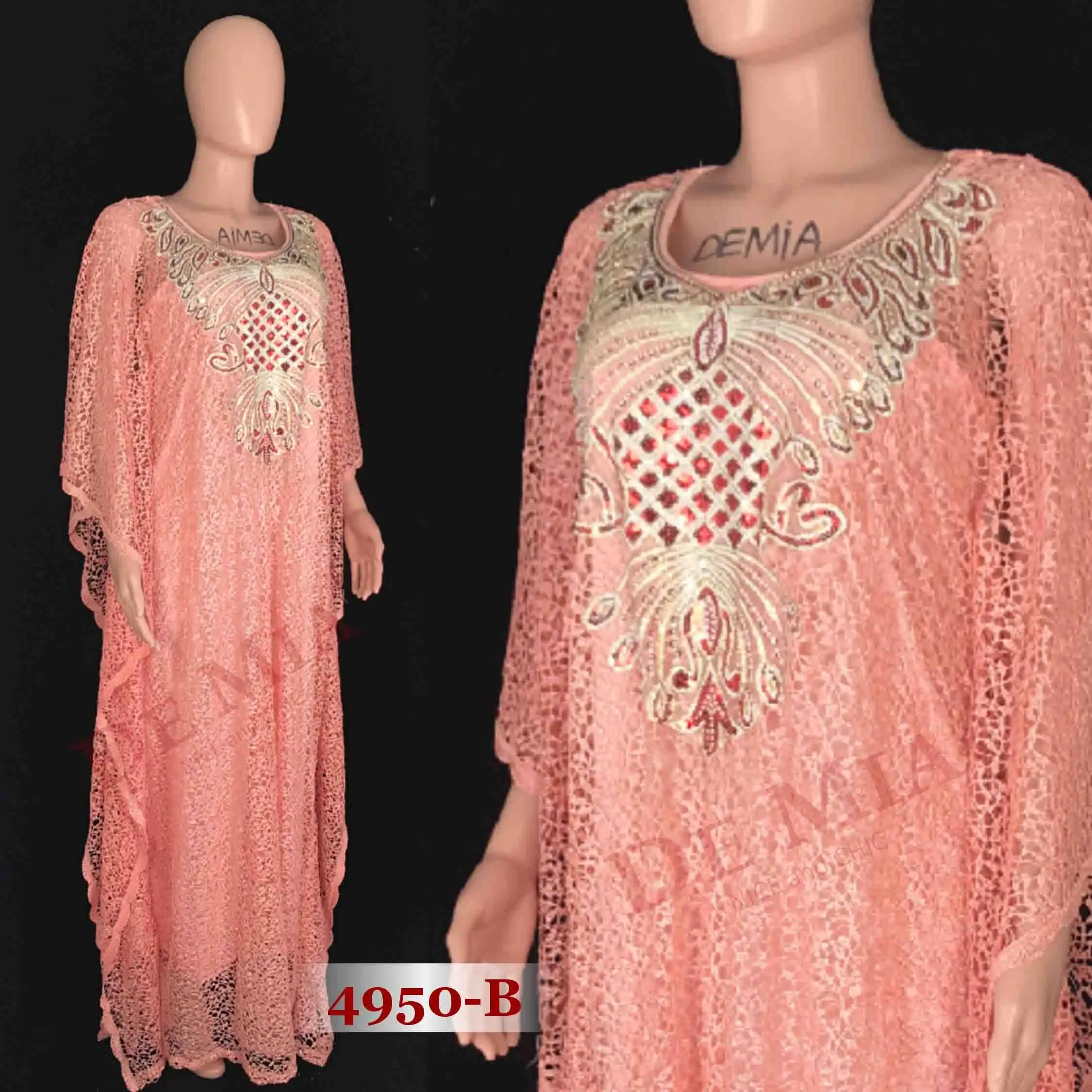 Женское длинное платье с блестками и вышивкой растворимое в воде кружевное