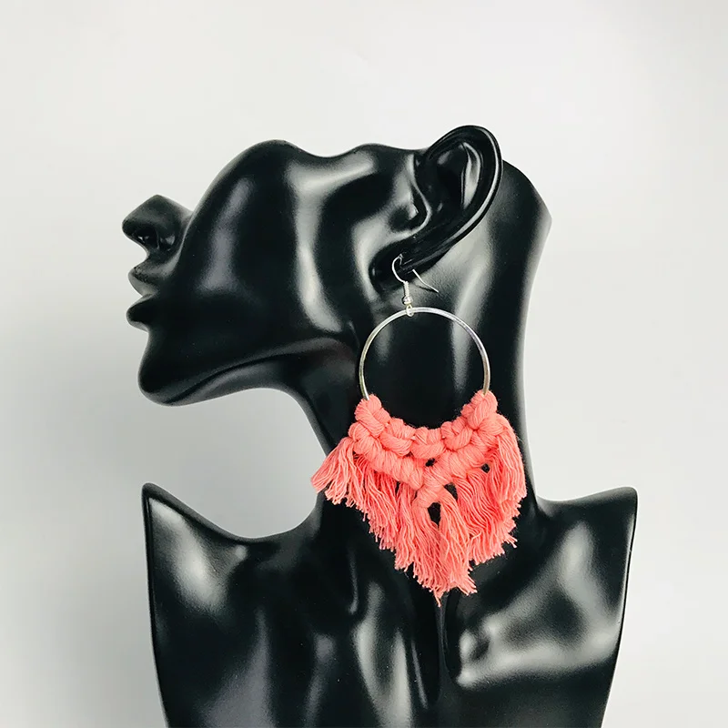 Cpop Boho модные плетеные серьги макраме ручной работы, этнические элегантные Винтажные серьги с кисточками, свадебные ювелирные изделия, Лидер продаж, аксессуары в подарок