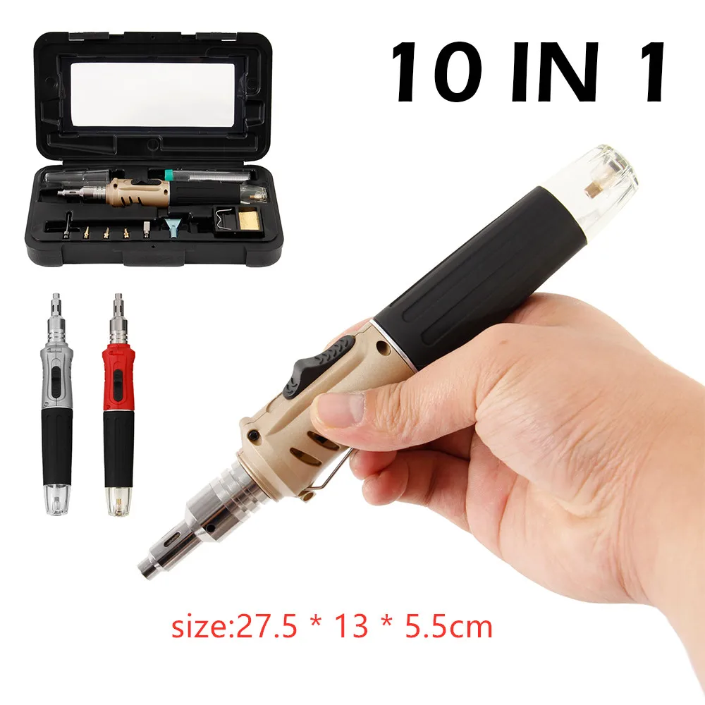 

Soldering Iron Professional 10 in 1 Soldering Iron Set Butane Gas Iron Welding Torch Kit Tool Butane Soldering Iron Torch