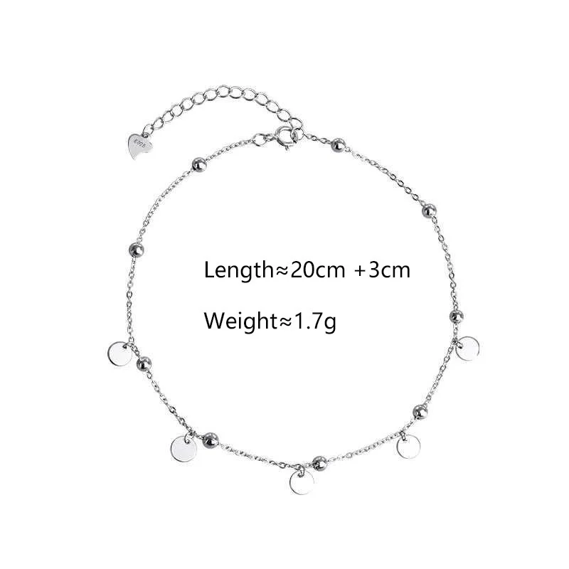 Anklet Bracelets Silver Anklets Ankle Chain 925 Sterling Silver Charming Disc Chain Anklet Bracelet For Women Foot Jewelry