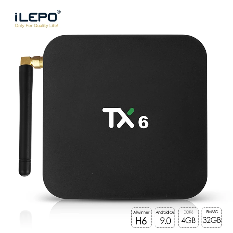 ILEPO Android 9,0 Smart tv BOX TX6 Allwinner H6 четырехъядерный ram 4 Гб rom 32 ГБ 2,4 и 5G Dual WiFi LAN BT5.0 USB3.0 HDR 4K медиаплеер