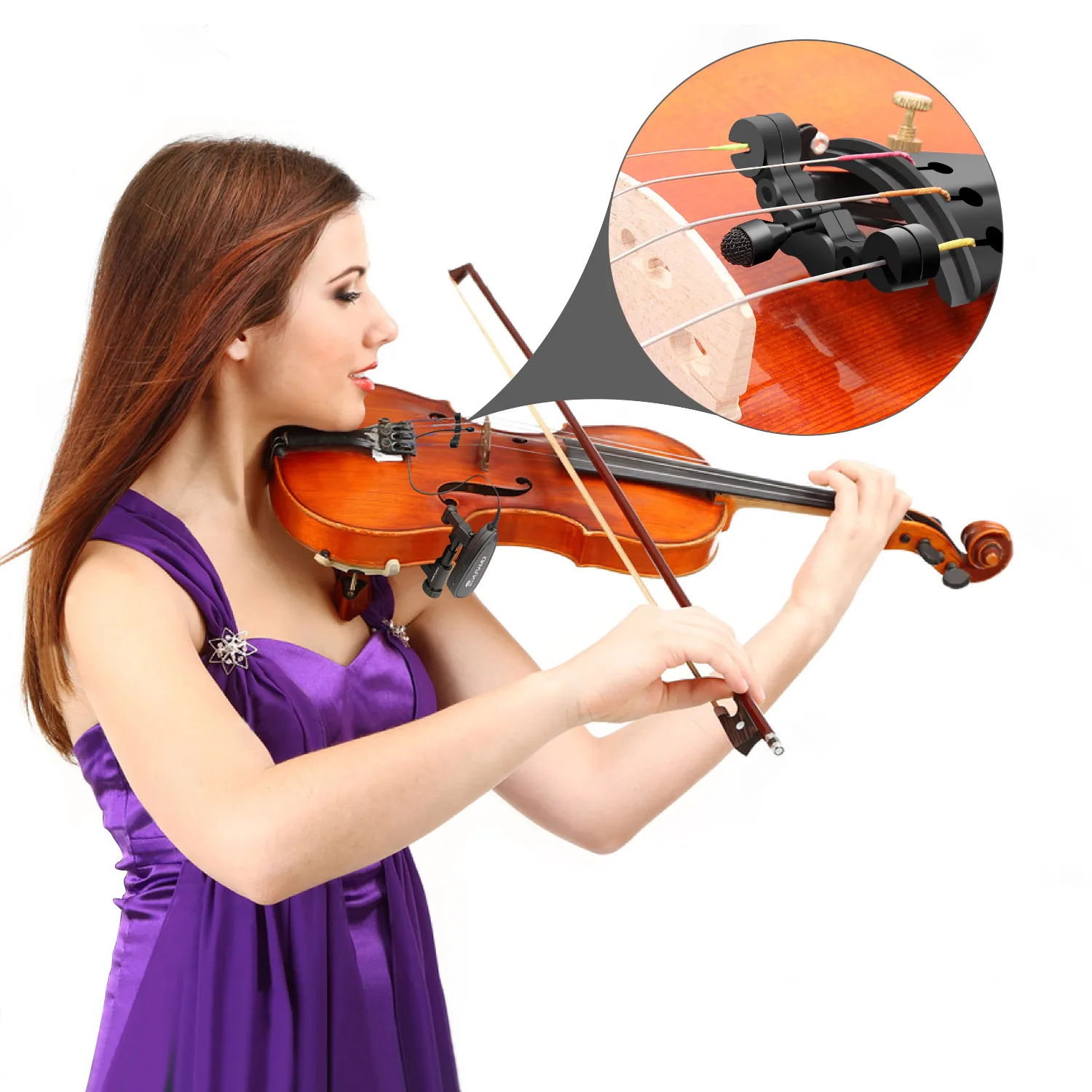 2.4G Professional Lapel Violin Condenser Microphone Music Instrument Microfone for Smartphone,Vlog Recording,Youtuber,PA Speaker
