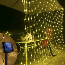 

3x2m 6x4m Solar Mesh Net Light Led Fairy String Window Curtain Lights 8 Modes Home Lighting Garden Patio Yard Balcony Decoration