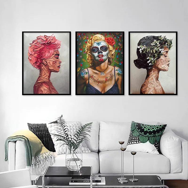 

Abstract Painting Canvas Print Poster Marilyn Monroe Joker Face Canvas Painting Wall Pictures for Living Room Wall Art Decora