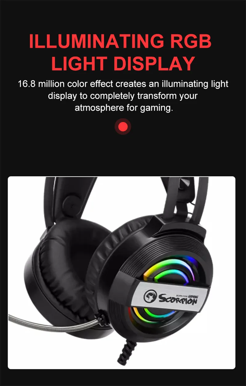 MARVO HG8902 Gaming Headset Stereo Sound Rainbow Backlight Earphone Self  adjustable Headband Built in Volume Control|Earphones \u0026 Headphones| -  AliExpress