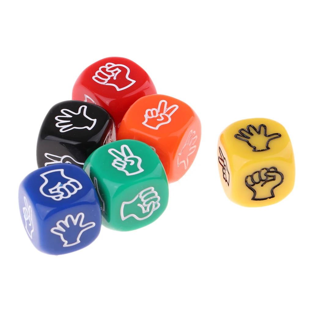 6pcs 6-sided Dice, Rock Paper Scissors Dice, Kids Board Game Toys Prop 6pcs 6-sided Dice, Rock Paper Scissors Dice, Kids Board Game Toys Prop