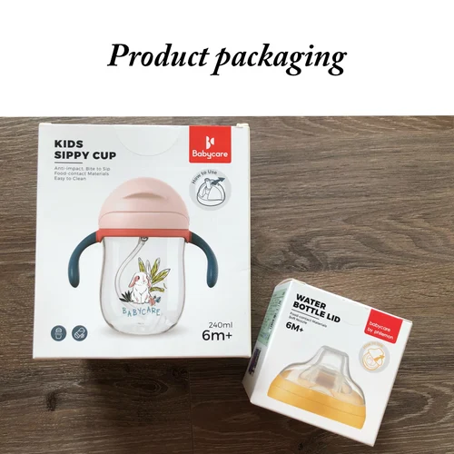 BC 베이비 케어 베이비 Sippy Cup 인쇄 Anti-choed Handle & Sling Feeding Duckbill Cup 중력 공 마시는 빨대 물병 6
