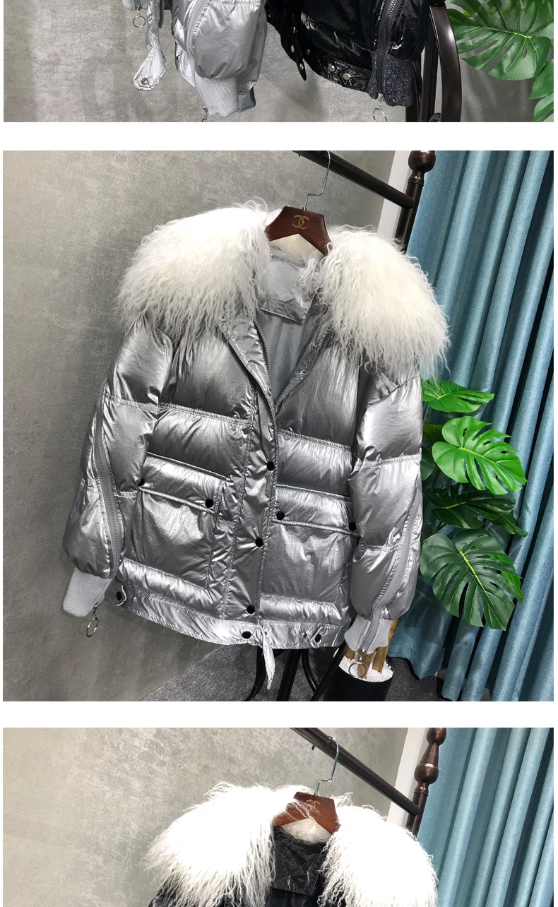 AYUNSUE Womens Coats Winter Jacket Women Korean Puffer Jacket Sheep Fur Collar Warm Parkas Chamarras De Mujer KTL-2071 YY1208