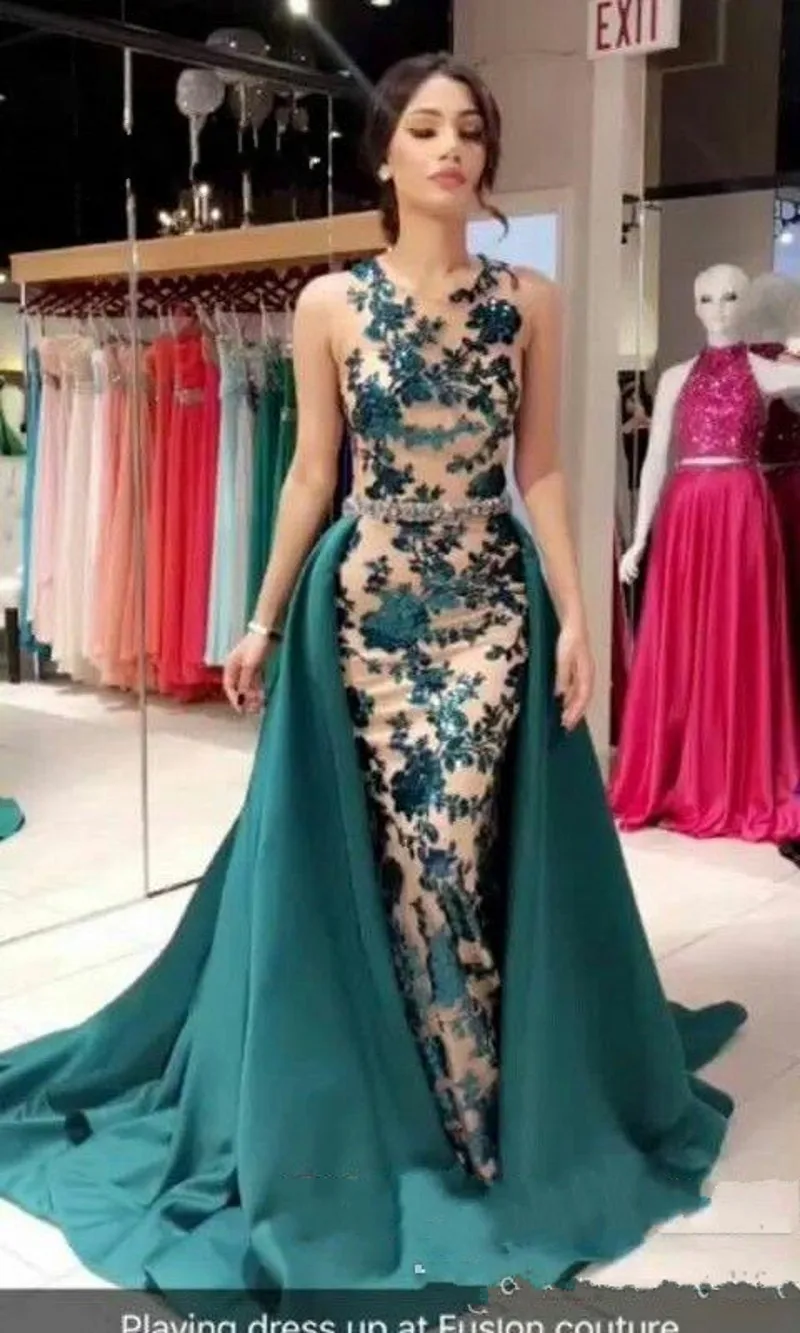 

New Desginer Jewel Neckline Mermaid Evening Dress with Oveskirts Prom Dresses High End Quality Party Gowns Sleeveless