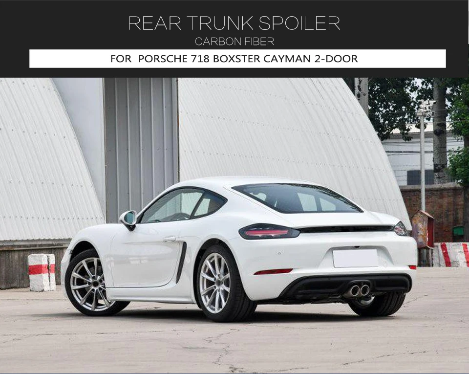Carbon Fiber Rear Trunk Spoiler Trim Wings fit for Porsche 718 Cayman Boxster Base S Coupe Spoiler- Car Styling