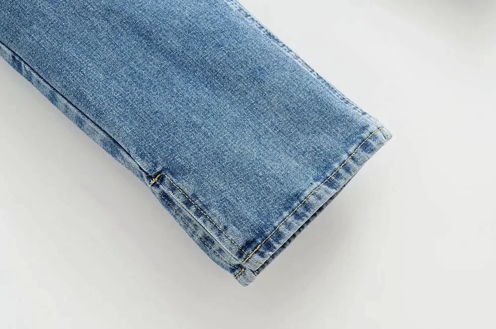 2020 Autumn Vintage High Waist Straight Floor Length Jeans Ripped Jeans Women Boyfriend Denim Pants High Street Long Trousers