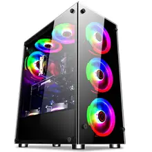 350x290x410mm Desktop Transparent Glas Computer Fall Gamer Kühltürme Für ATX/ m-atx/mini-itx Motherboard Unterstützung 8 Fans