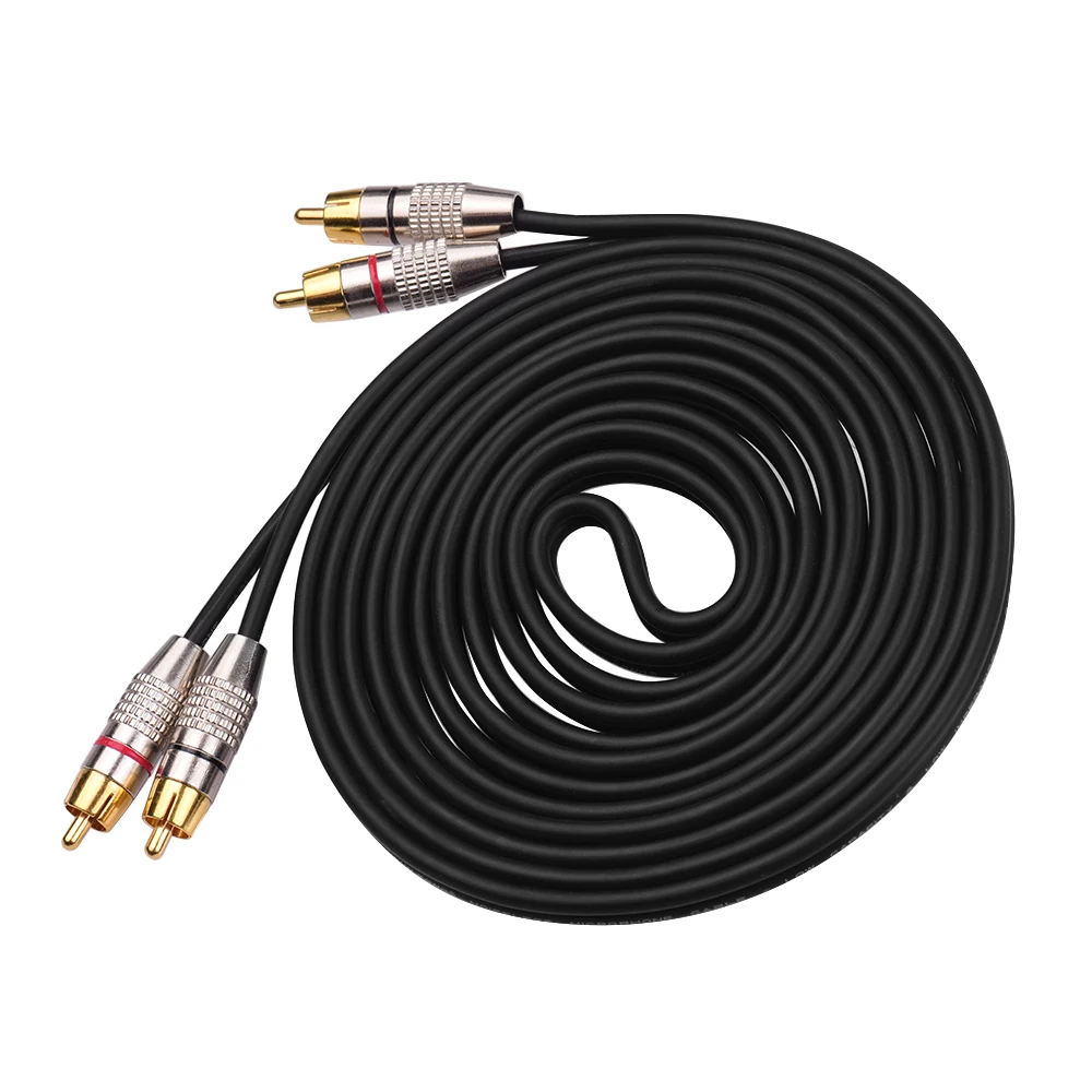 Соединительные провода 2RCA на 2RCA стерео аудио экранированный кабель RCA шнуры 24K позолоченный для аудио видео