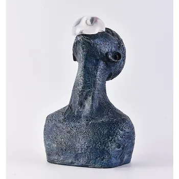 

Modern Simple Blue Portrait Statue Abstraction Figure Art Figurines Resin Craft Home Decoration Accessories R2602
