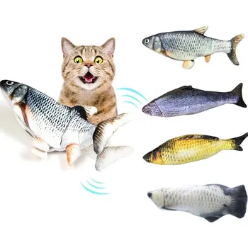 

30CM Electronic Pet Cat Catnip Toy Electric USB Charging Simulation Fish Dog Cat Playing Biting Chewing Training Pets Supplies