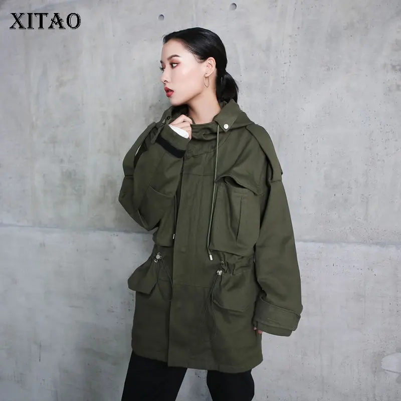 XITAO, популярная Рабочая куртка, модный топ с капюшоном, уличная одежда, женская одежда, весна-осень, пальто на молнии в стиле Харадзюку, DMY2042