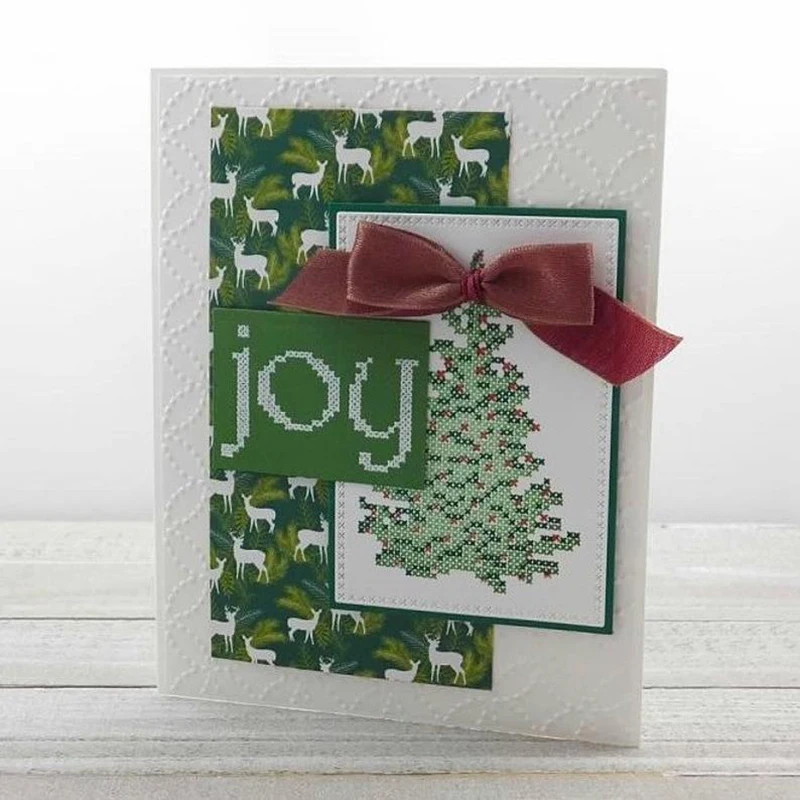 Резиновые штампы и металлические режущие штампы Merry Christmas Joy Tree Скрапбукинг Ремесло трафарет карты сделать альбом лист украшения