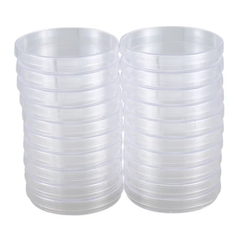 

20 Pack Sterile Plastic Petri Dishes, 100mm Dia x 15mm Deep, with Lid