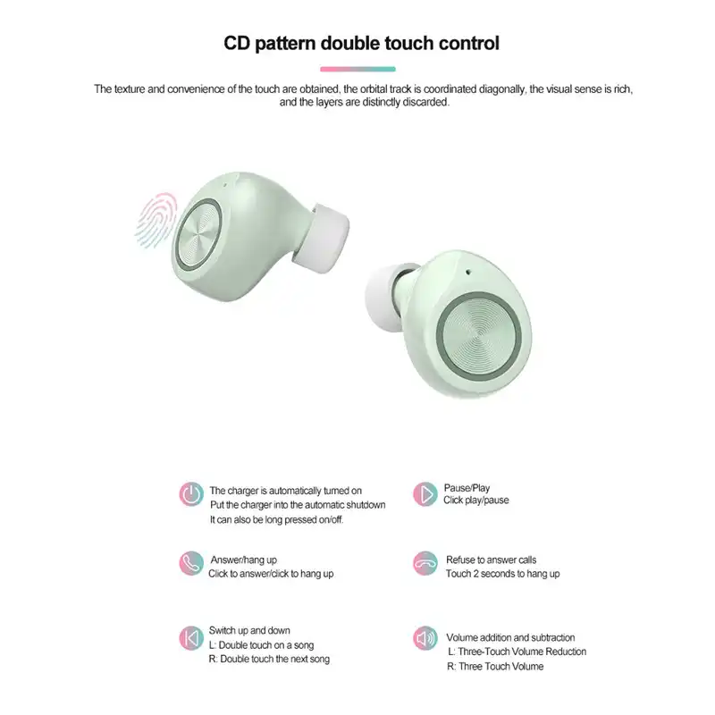 Tws Tw60ピンクグローイングイヤホンかわいいバイノーラルbluetooth 5 0ワイヤレスイヤフォンタッチ制御ハイファイステレオノイズリダクションヘッドフォン Bluetooth イヤホン ヘッドホン Aliexpress