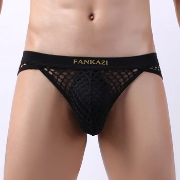 

Sexy Men Briefs Mesh Transparent Underwear Lingerie Fishnet Slip Homme Gay Panties Thongs Bikini Tanga