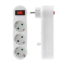 Enchufe redondo de tres enchufes estándar europeo, enchufe de 3 agujeros con interruptor de encendido/apagado iluminado y dispositivo de seguridad para niños de 230 V