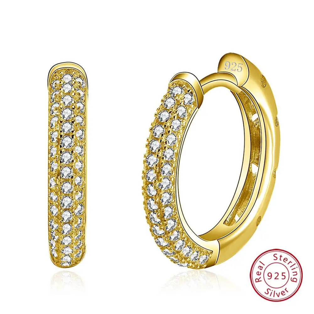 Gold Color Эффи Queen Мода 925 стерлингового серебра Для женщин заклепки Серьги Роскошные строка Цирконий S925 штампованных ювелирных изделий для девочек подарок be19 - Цвет камня: Gold Color