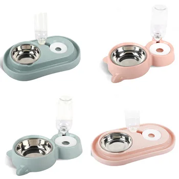 

Pet Bowl Feeder Bowl Dog Bowl Cat Food Water Bowl Fountain Double Bowl Drinking Raised Stand Dish Bowls with Pet Supplies