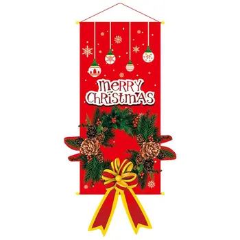

Merry Christmas Decorative Door Banner Hanging Ornaments Christmas Decorations for Home Porch Sign Outdoor