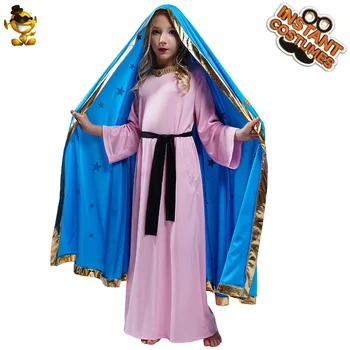 

New Arrival Girl's Virgin Mary Dress Costume with Blue Cape&Pink Dress Fancy Dress Carnival&Christmas Party