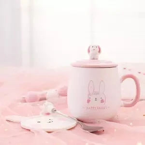Panda Mug Coffee Breakfast Cup Large Capacity Water Glass Milk Cup Creative Cartoon Ceramic Cup with Lid with Spoon Coffee Cup - Цвет: 480ML
