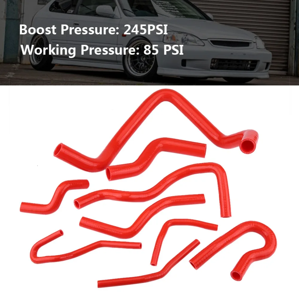 9pcs/set Auto Silicone Radiator Hose Kit For Honda Civic D15 D16 Sohc
