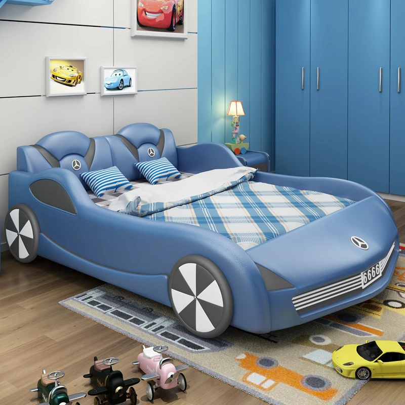 Kinderen Auto Jongen Meisje Eenpersoonsbed Auto Type Multifunctionele Sport Auto Lederen Bed Met Minimalistische|Kindermeubel - AliExpress