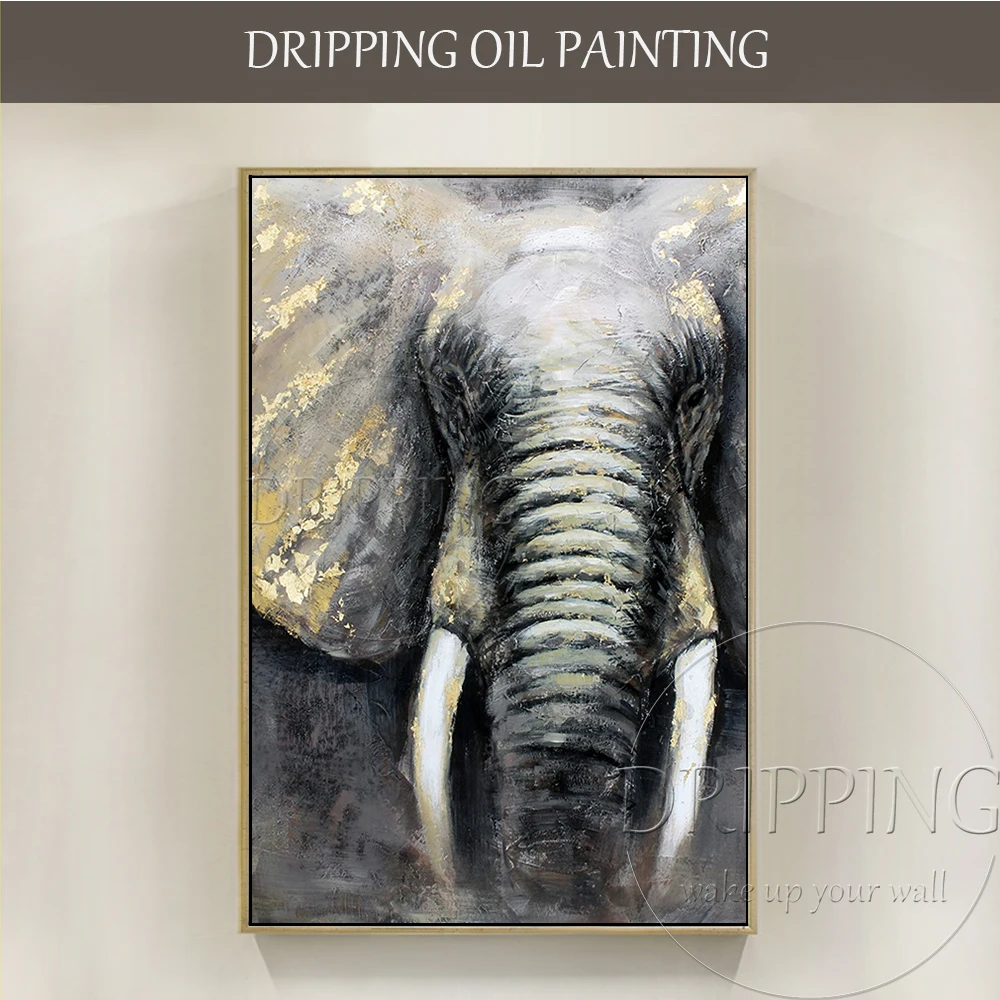 

Excellent Artist Hand-painted Big Guy Animal Picture African Elephant Oil Painting for Wall Decor Unique Design Modern Home Art