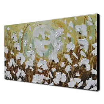 

Hand Painte White Flower Modern Knife Oil Painting Home Interior Wall Art Large On Canvas Decoration Living Room Restaurant Home