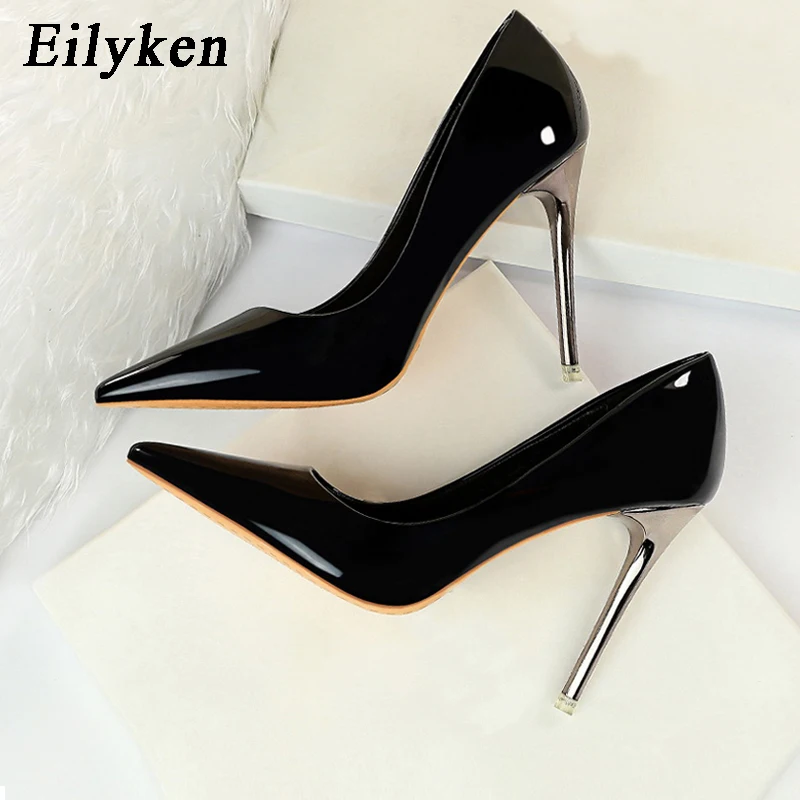 

Eilyken Plus Size 34-40 Women Pointed Toe Pumps High Quality PU Leather Dress High Heels Fetish Stiletto Wedding Party Shoes