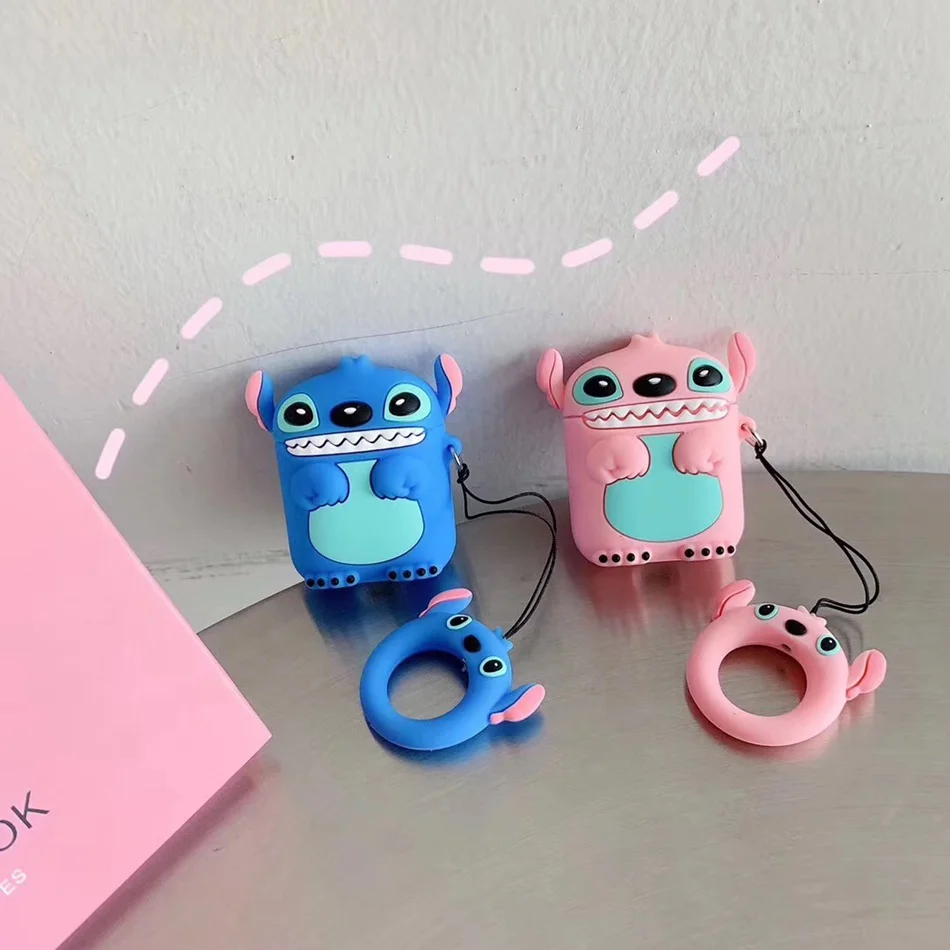 Чехол для AirPods с милым рисунком стежка ангела, чехол для наушников для Apple Airpods 2, силиконовый защитный чехол с кольцом на палец