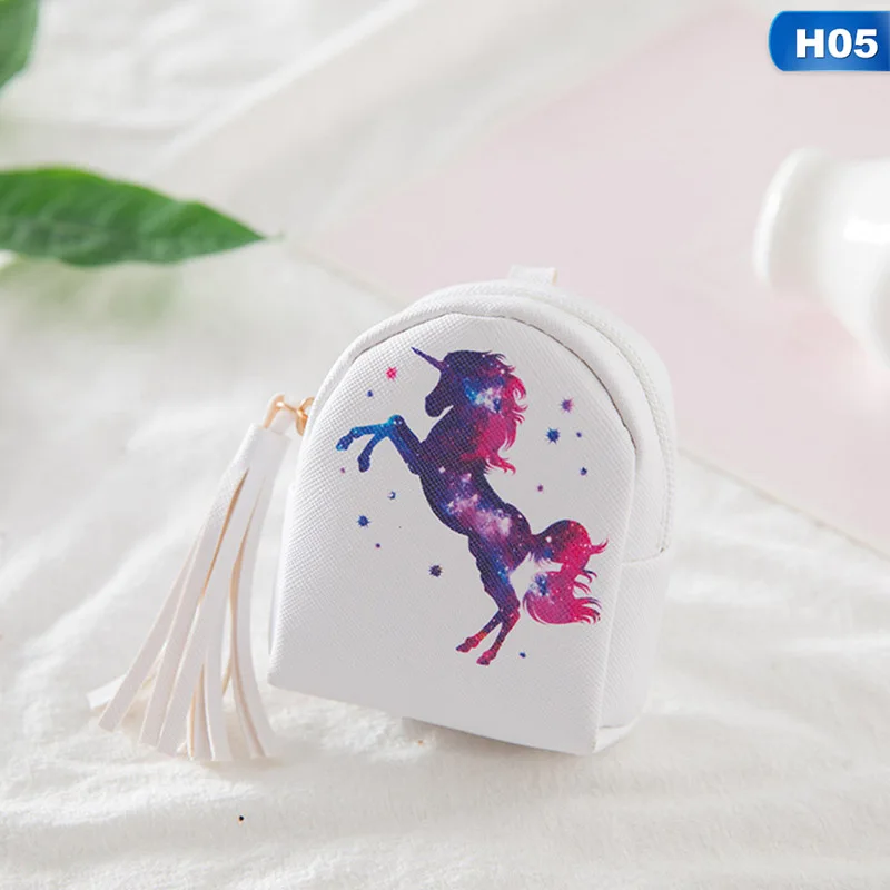 H05 1 шт. мини-кошелек для монет в виде единорога для женщин и девочек, креативный мультяшный принт из искусственной кожи, монетница на молнии, кошелек для монет, Прямая поставка, новое поступление - Цвет: H05
