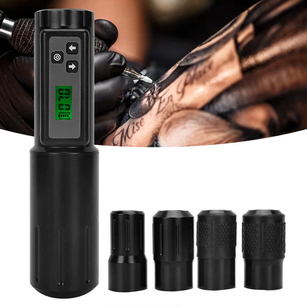 Wireless Tattoo Machine Powerful Battery Motor Tattoos Pen LCD Display Replaceable Tattoo Grips