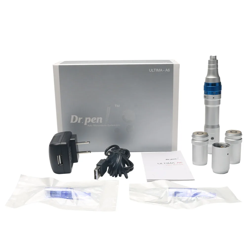 Ultima A6 Dr. pen микро иглы перезаряжаемая Беспроводная анти-старение лицевая шрам акне удаление морщин Дерма роликовая система инструменты для кожи - Цвет: WITH GIFT BOX