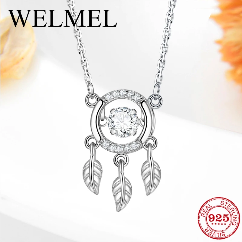 

Dream Catcher Pendant Necklace Fashion 925 Sterling Silver Dazzling CZ Statement Necklace Women Wedding Party Silver 925 Jewelry