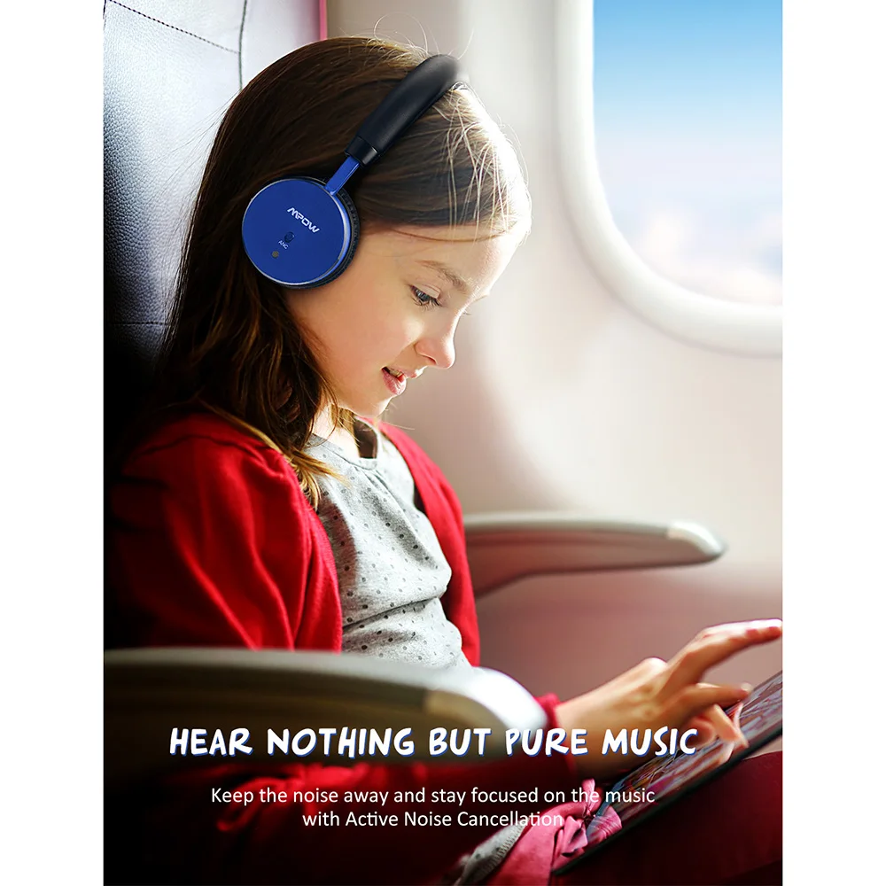 Mpow NCH1 Bluetooth 5 0 Headphone Acitve Noise Cancelling Wireless Headet Volume Limited Kids Headphone 12 Hours Playtime For PC