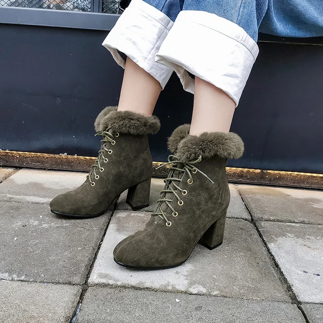 Фото женские зимние ботинки enmayer из искусственной замши на шнуровке