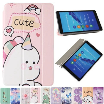 

For Huawei Mediapad M5 Lite Case 8.0 JDN2-W09 JDN2-AL00 Cartoon Three Fold Leather Cover For Huawei Honor Pad TAB 5 Cover Cases